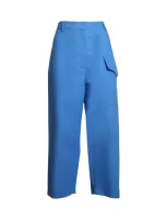 Stella Mccartney Cropped Cotton Trousers In Cornflower Blue