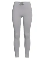 Stella Mccartney Logo Stretch Cotton Jersey Leggings In Grey