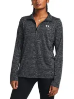 Under Armour Women's Twist Tech Quarter-zip Logo Top In Black,white