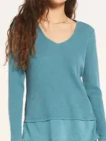 Z Supply Raine Thermal Tunic Top In Teal In Blue