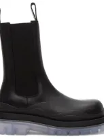 Bottega Veneta The Tire Chunky-sole Leather Chelsea Boots In Black Transparent