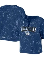 Wear By Erin Andrews Royal Kentucky Wildcats Bleach Wash Splatter Notch Neck T-shirt