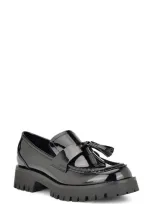 Nine West Garry Platform Tassel Loafer In Black Patent