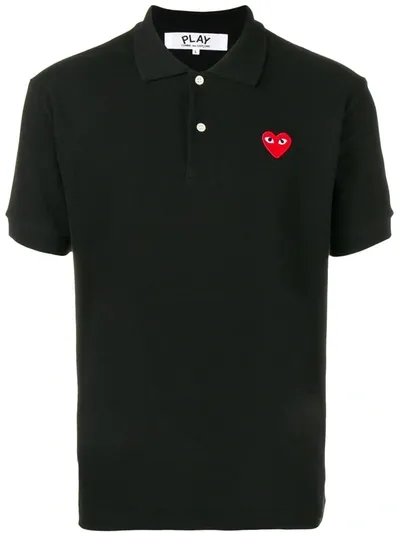 Comme Des Garçons Play Heart-patch Polo Shirt In Black