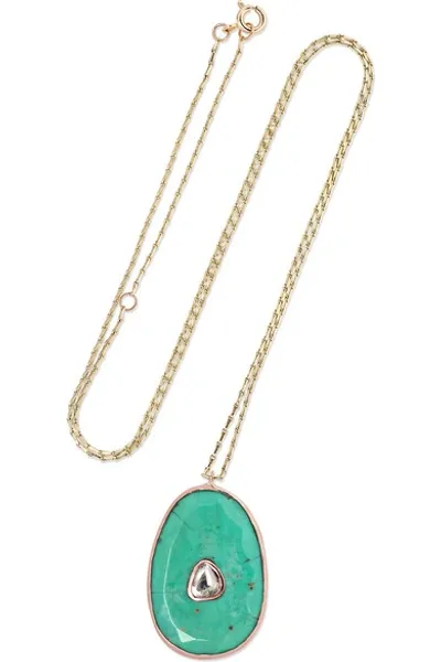 Pascale Monvoisin Simone 9-karat Yellow And Rose Gold, Turquoise And Diamond Necklace