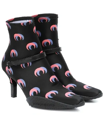 Marine Serre Crescent Moon-print Stretch-jersey Ankle Boots In Black