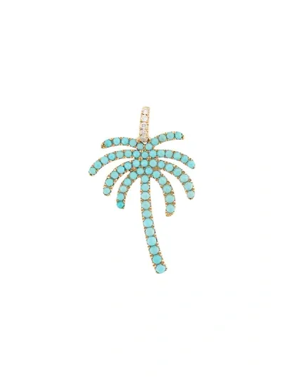 Rosa De La Cruz Diamond & Turquoise Palm Tree Pendant In Gold