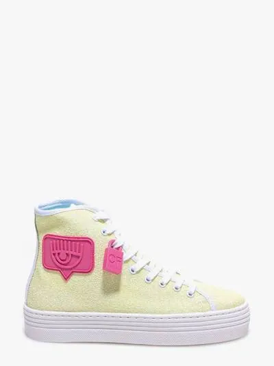 Chiara Ferragni High-top Glittered Sneakers In Yellow