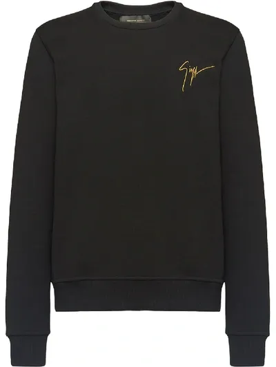 Giuseppe Zanotti Embroidered Logo Crew Neck Sweatshirt In Black