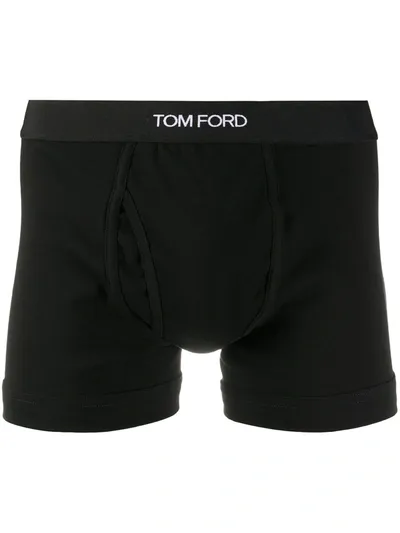 Tom Ford Logo Waistband Boxer Briefs In Black