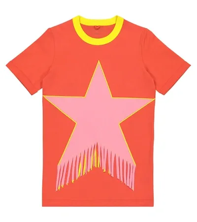 Stella Mccartney Kids' Organic Cotton Dress W/ Star Patch In Red