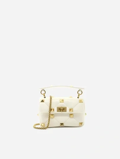 Valentino Garavani Medium Roman Stud The Shoulder Bag In Leather In Ivory