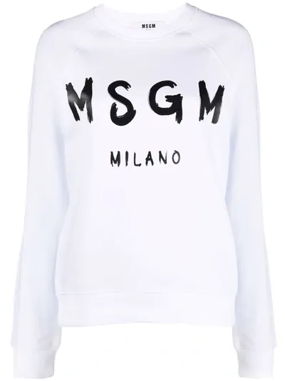 Msgm Logo Printed Sweatshirt In White