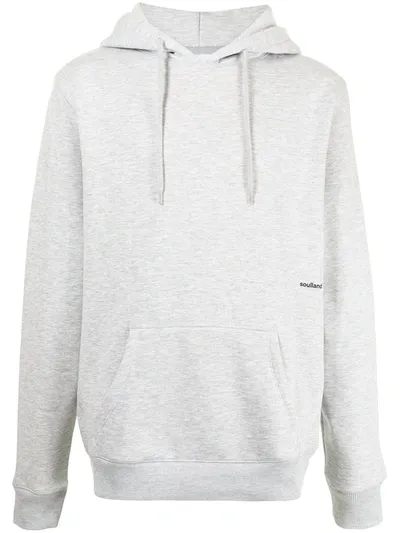 Soulland Side Logo Print Hoodie In Grau