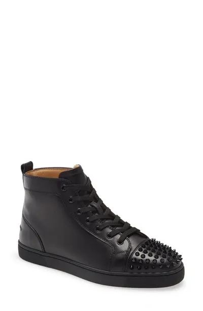 Christian Louboutin Black Lou Spikes High-top Sneakers In Black/black/bk