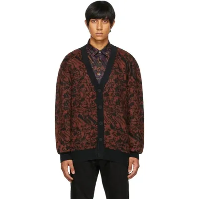 Etudes Studio Burgundy Mohair Jacquard Cardigan In Red