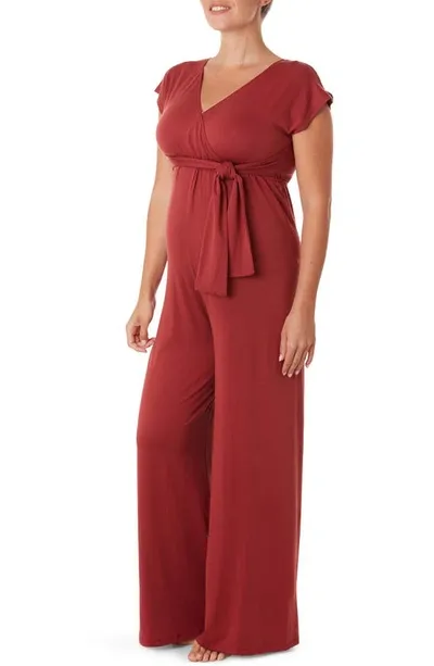 Cache Coeur Maternity Origin Surplice Jumpsuit In Terracotta