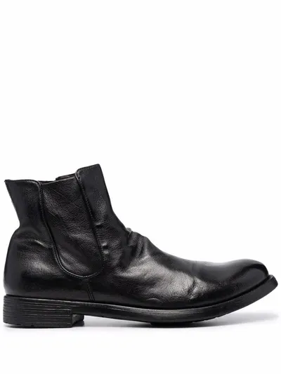 Officine Creative Side Zip Ankle Boots In Black