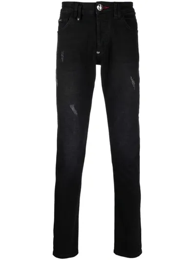 Philipp Plein Low-rise Straight Jeans In Black