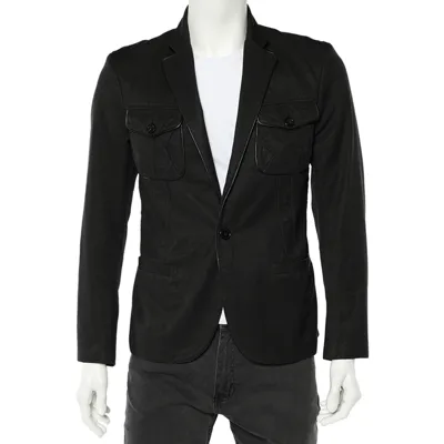 Pre-owned Just Cavalli Black Cotton Trim Detail Blazer L