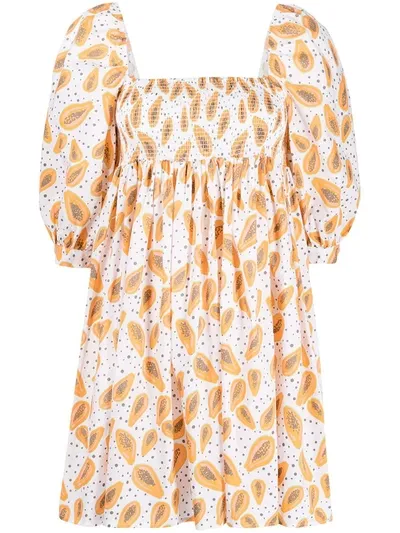 Pitusa Play Praire Papaya-print Dress In Orange