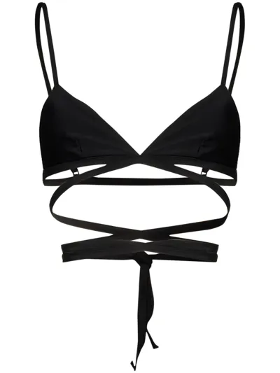 Matteau The Wrap Triangle Bikini Top In Black