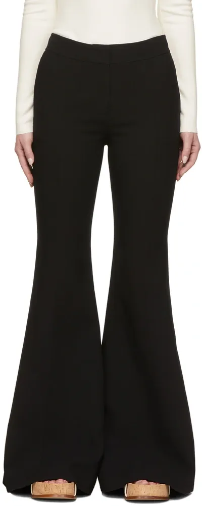 Gabriela Hearst Rhein Wool-blend Voile Flared Pants In Blk Black