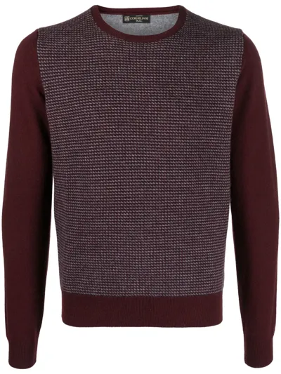 Corneliani Patterned Knit Crew Neck Jumper In Red