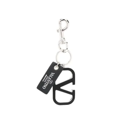 Valentino Garavani Black Vring Logo Keyring