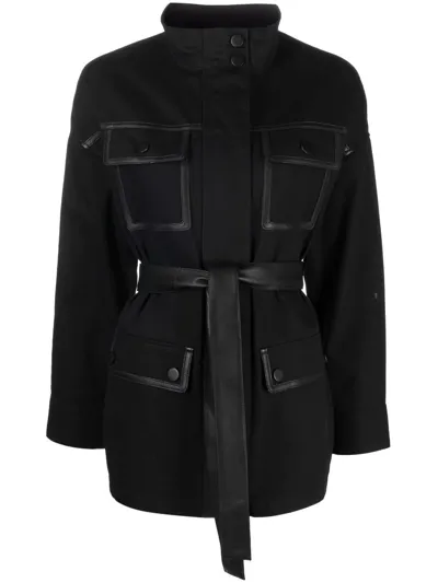 Yves Salomon Belted Shirt Jacket In Schwarz