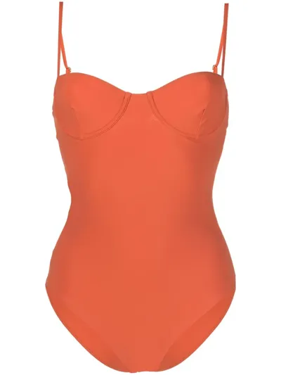 Totême Underwire Recycled Nylon One-piece Swimsuit In Burnt Orange