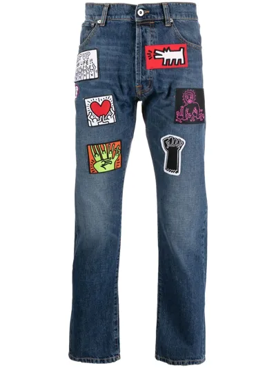 Honey Fucking Dijon X Keith Haring Straight-leg Jeans In Blue