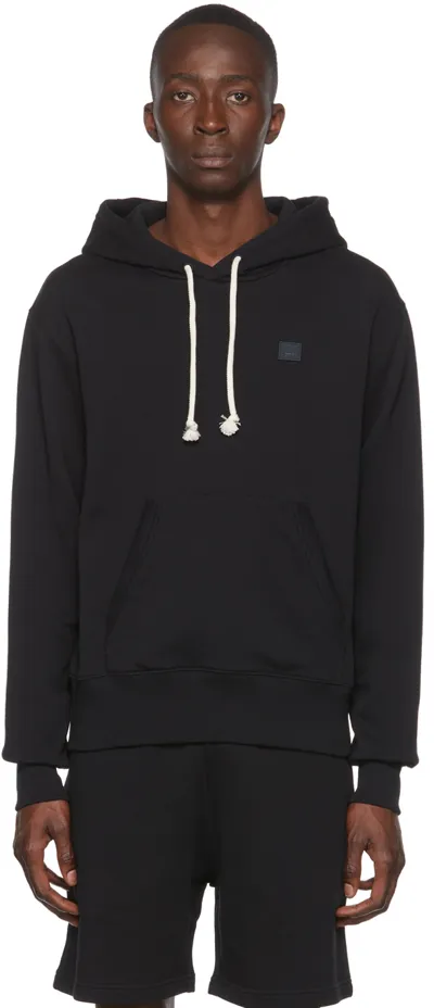 Acne Studios Fairah Face-patch Regular-fit Cotton-jersey Hoody In Black