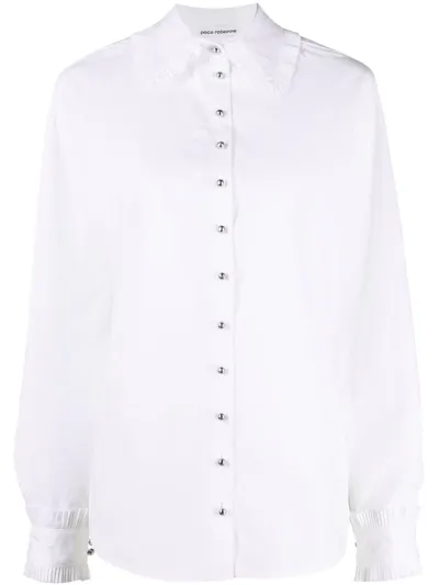 Rabanne Organic Cotton Shirt With Ruffled Details In White