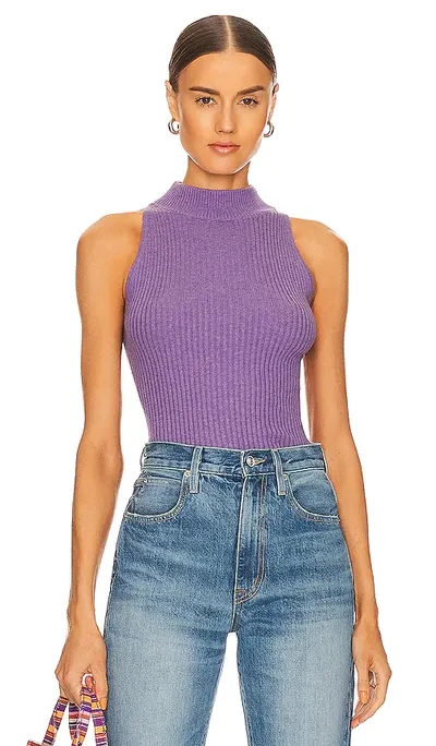 Autumn Cashmere Rib Mock Halter In Lavender