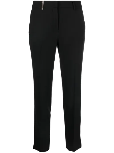 Peserico Tailored Cropped Tapered Trousers In Black