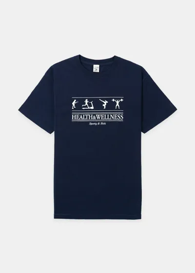 Sporty And Rich Sporty & Rich Navy Health & Wellness T-shirt In Navy & White