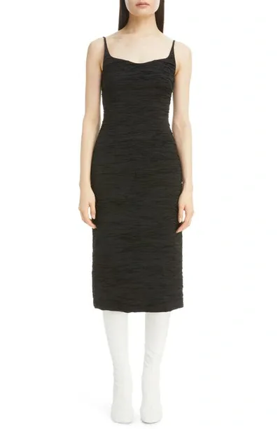 Dries Van Noten Doss Crinkled Satin Midi Dress In Black