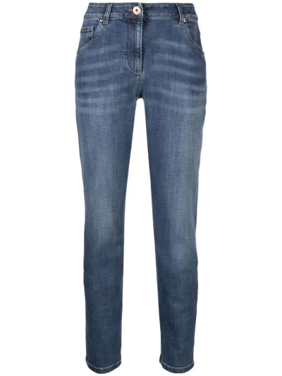 Brunello Cucinelli Distressed-finish Denim Jeans In Blue