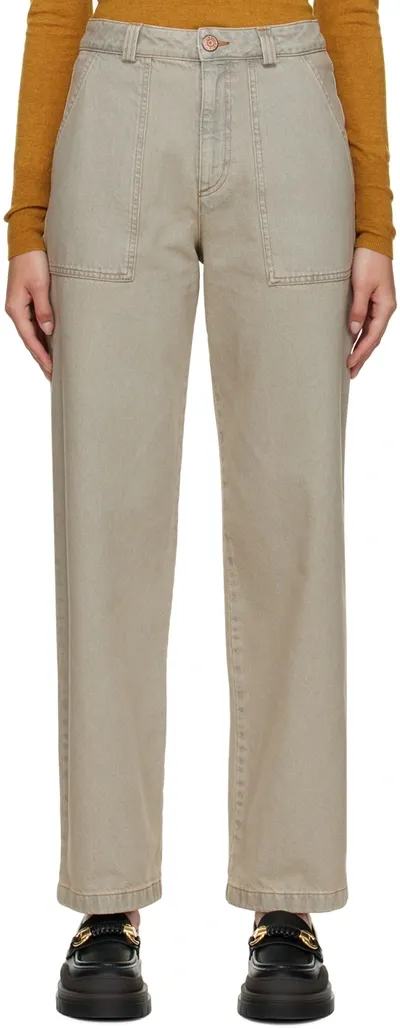 See By Chloé Beige Pocket Jeans In 23g Off Khaki