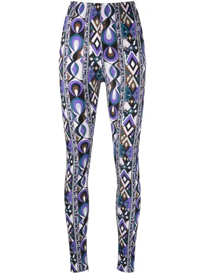 Pucci Rombi-print High-waisted Leggings In Purple