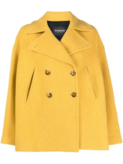 Dondup Double-breasted Button Coat In Yellow