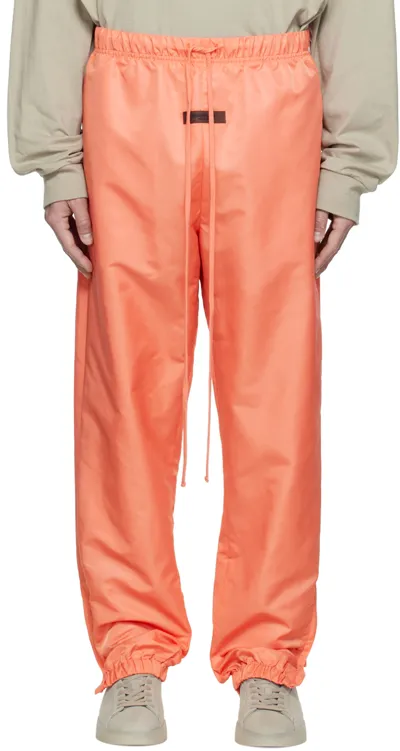 Essentials Pink Drawstring Track Pants In Orange