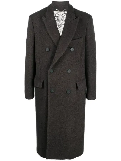 Golden Goose Double-breasted Virgin Wool Coat In Green