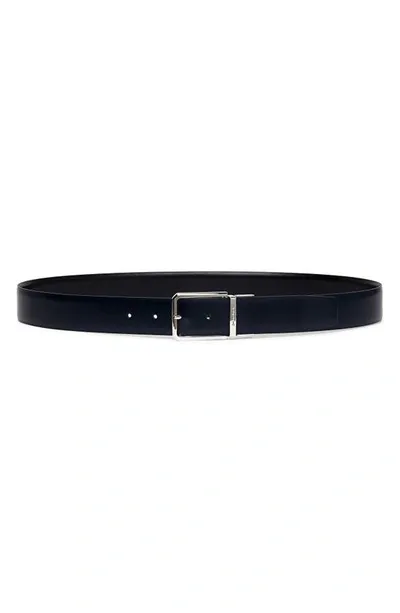 Santoni Reversible Leather Belt In Blue