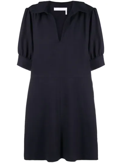 See By Chloé Blue Short Sleeve Dress