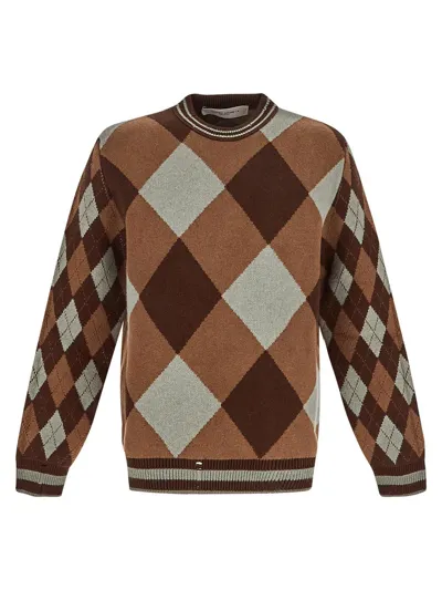 Golden Goose Argyle Check-pattern Jumper In Brown