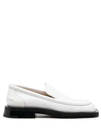 Proenza Schouler Crocodile-embossed Leather Loafers In White