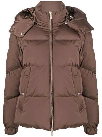 Woolrich Alesa Short Padded Jacket In Brown