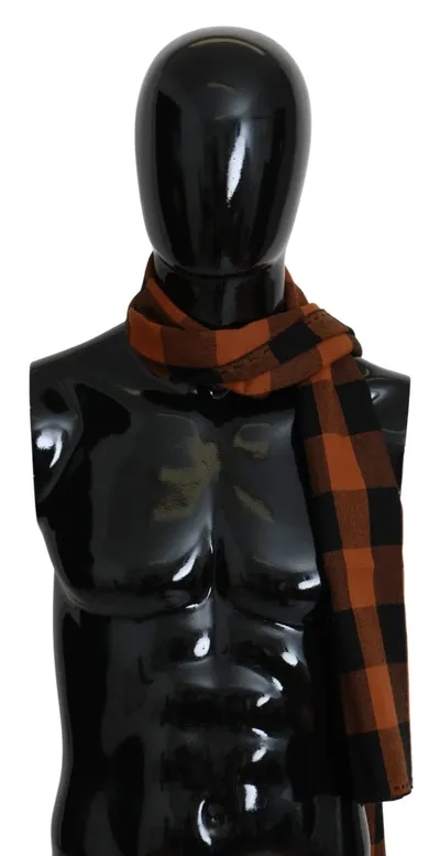 Costume National C'n'c   Check Neck Wrap Shawl Scarf In Orange